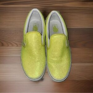 Rare✨Vans Yellow/Green Glitter Slip-Ons